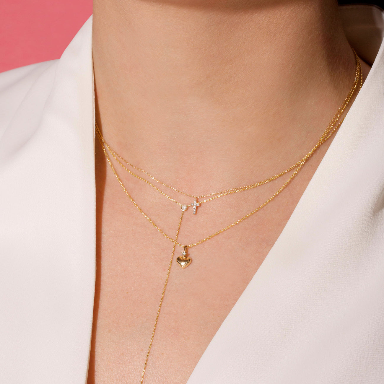 0.30 Carats Round Shape Moissanite Tiny Cross Necklace