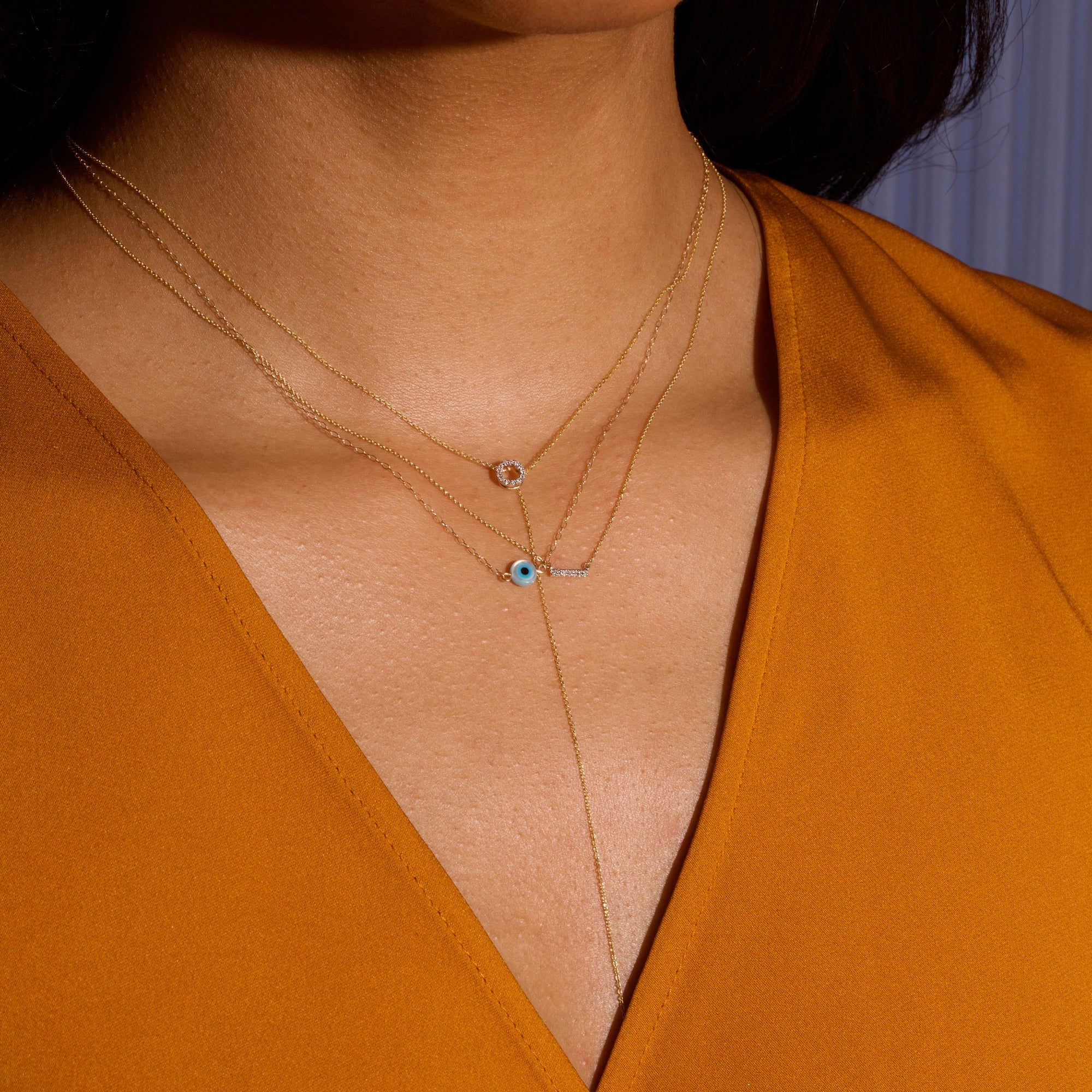 0.15 Carats Round Shape Moissanite Pave Necklace