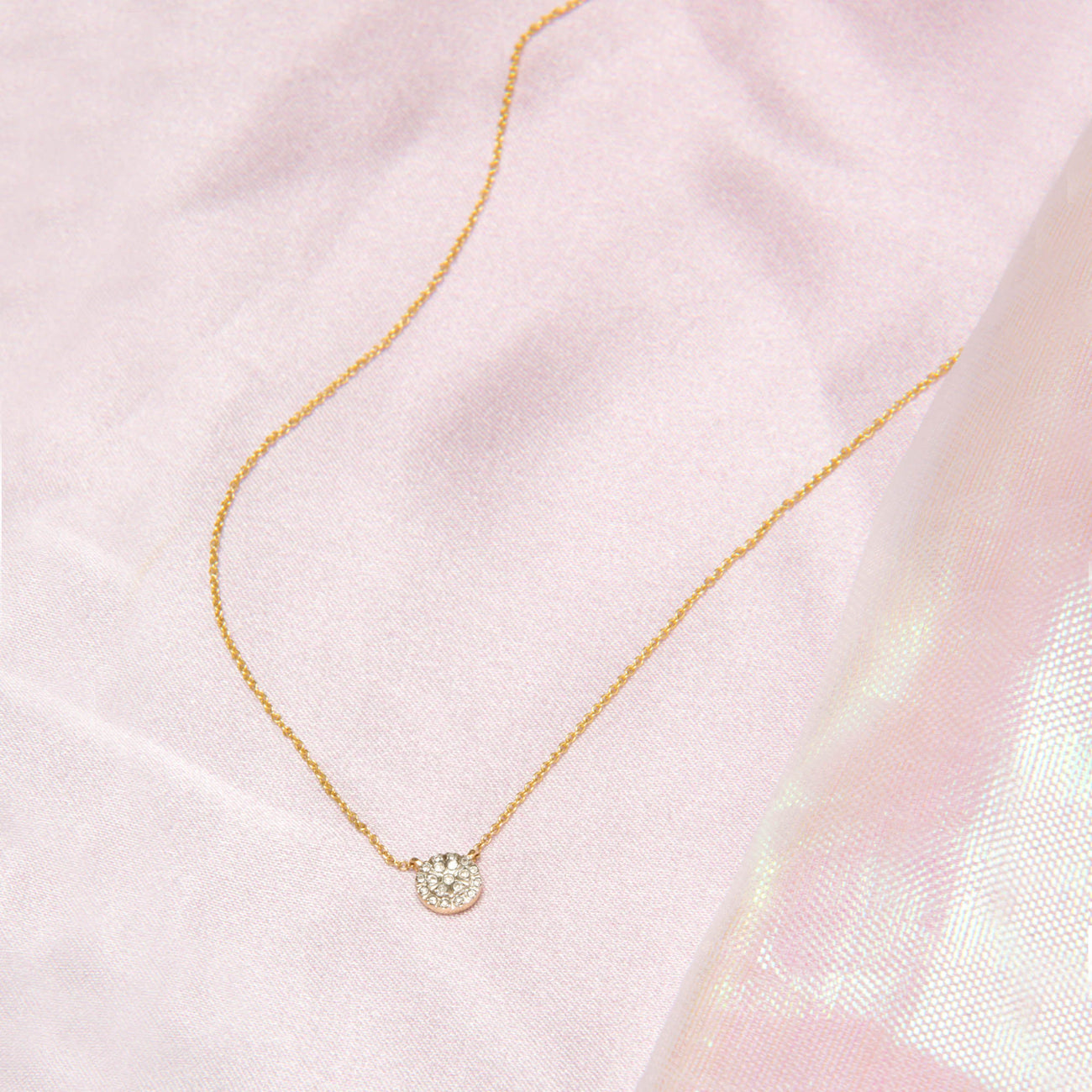 0.10 Carats Round Shape Moissanite Disc Necklace