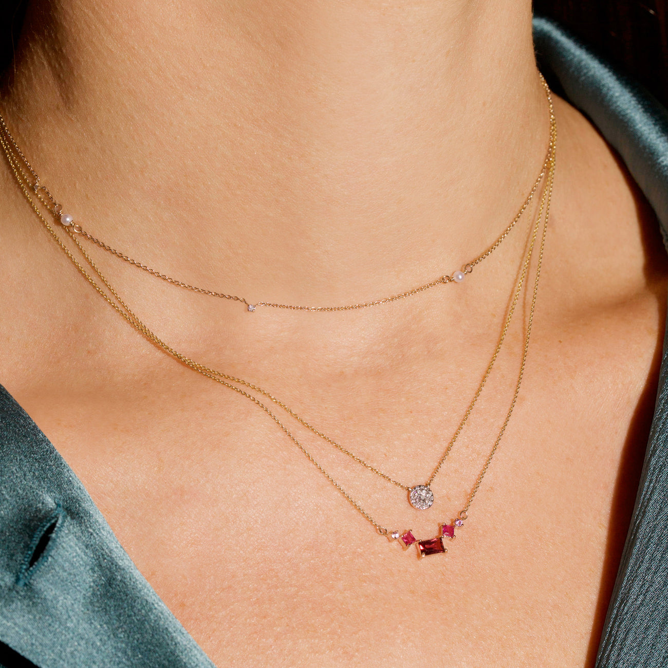 0.10 Carats Round Shape Moissanite Disc Necklace