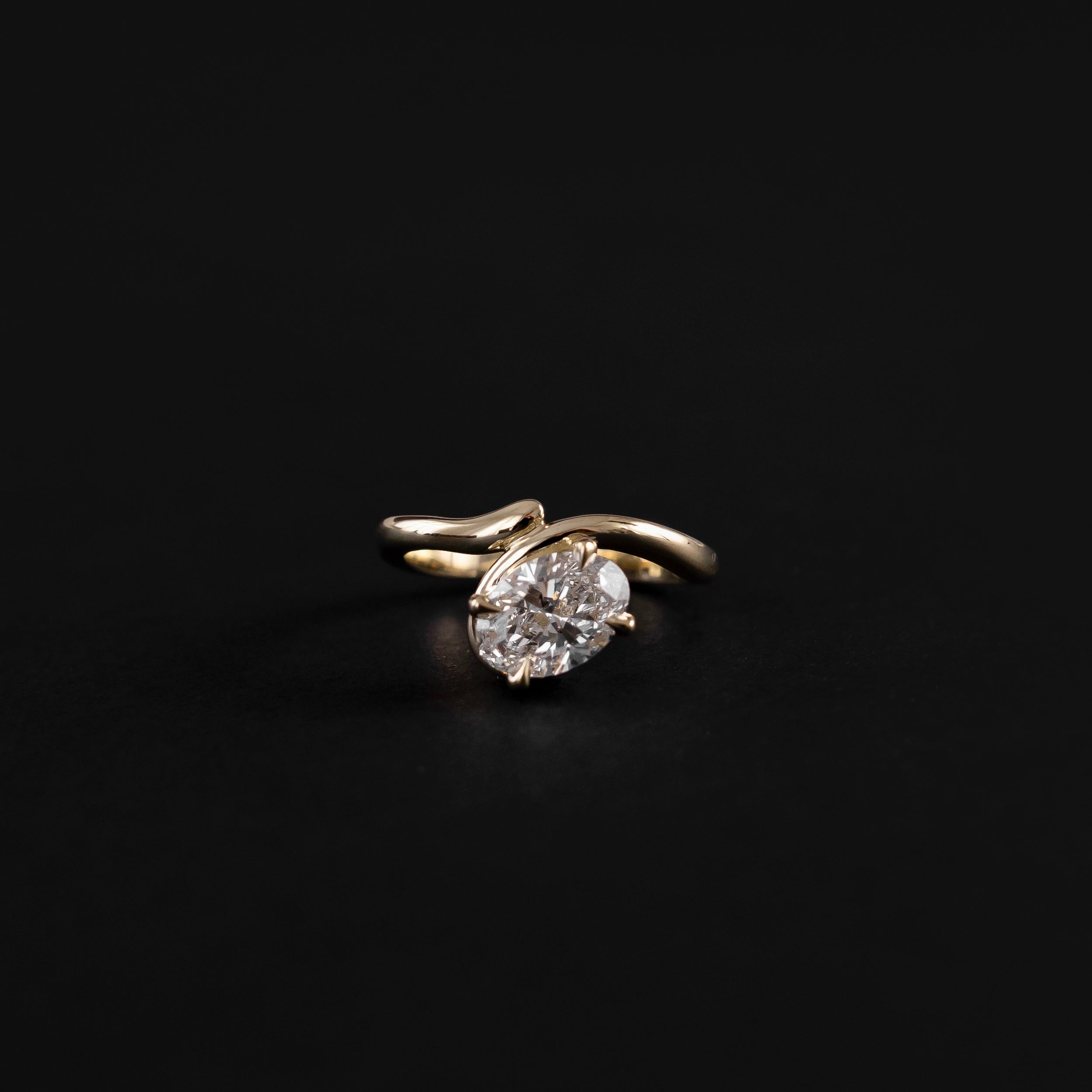 1.0 Carats Floating Oval Shape Moissanite Solitaire with Twisted Engagement Ring