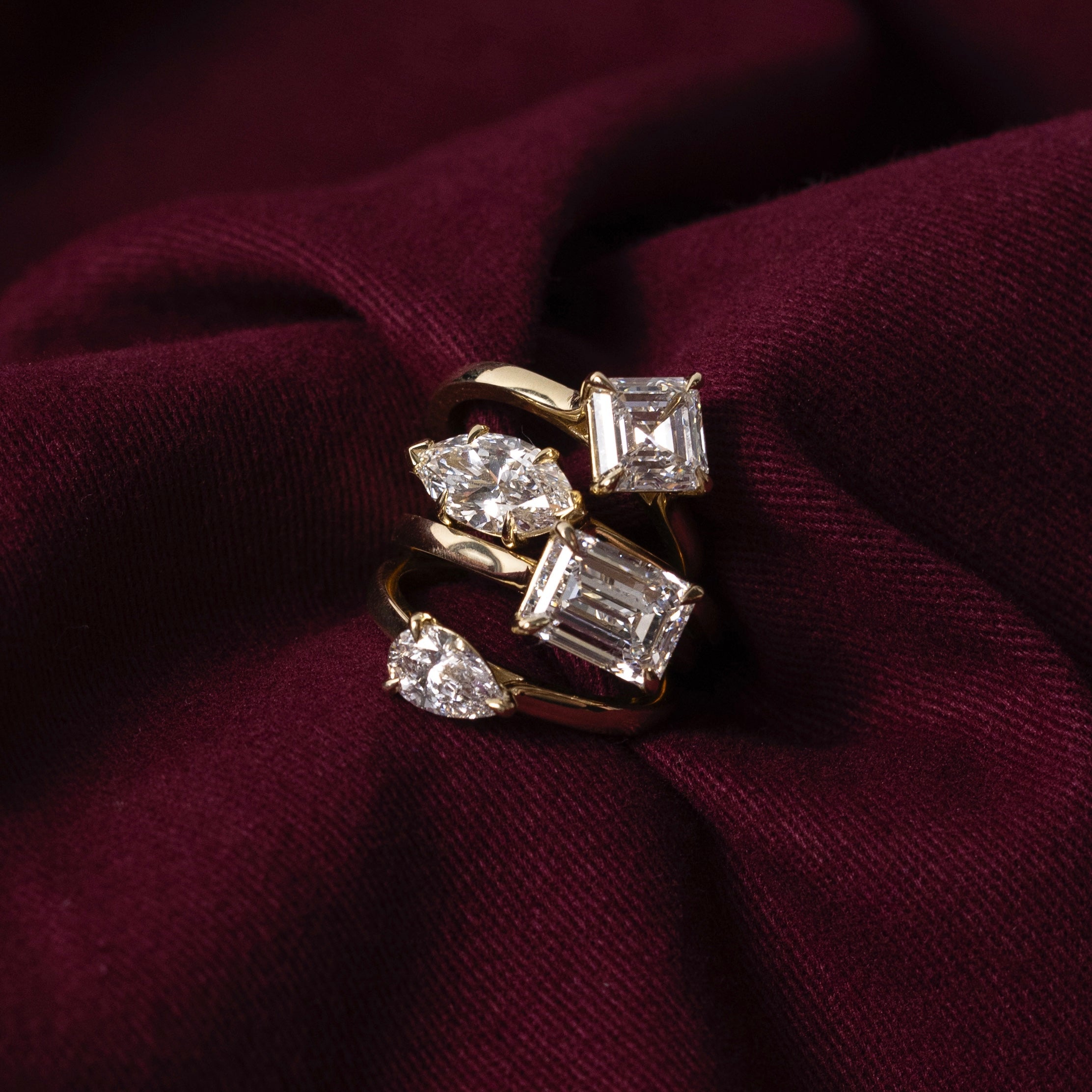 1.50 Carats East-West Asscher Shape Moissanite Solitaire Engagement Ring
