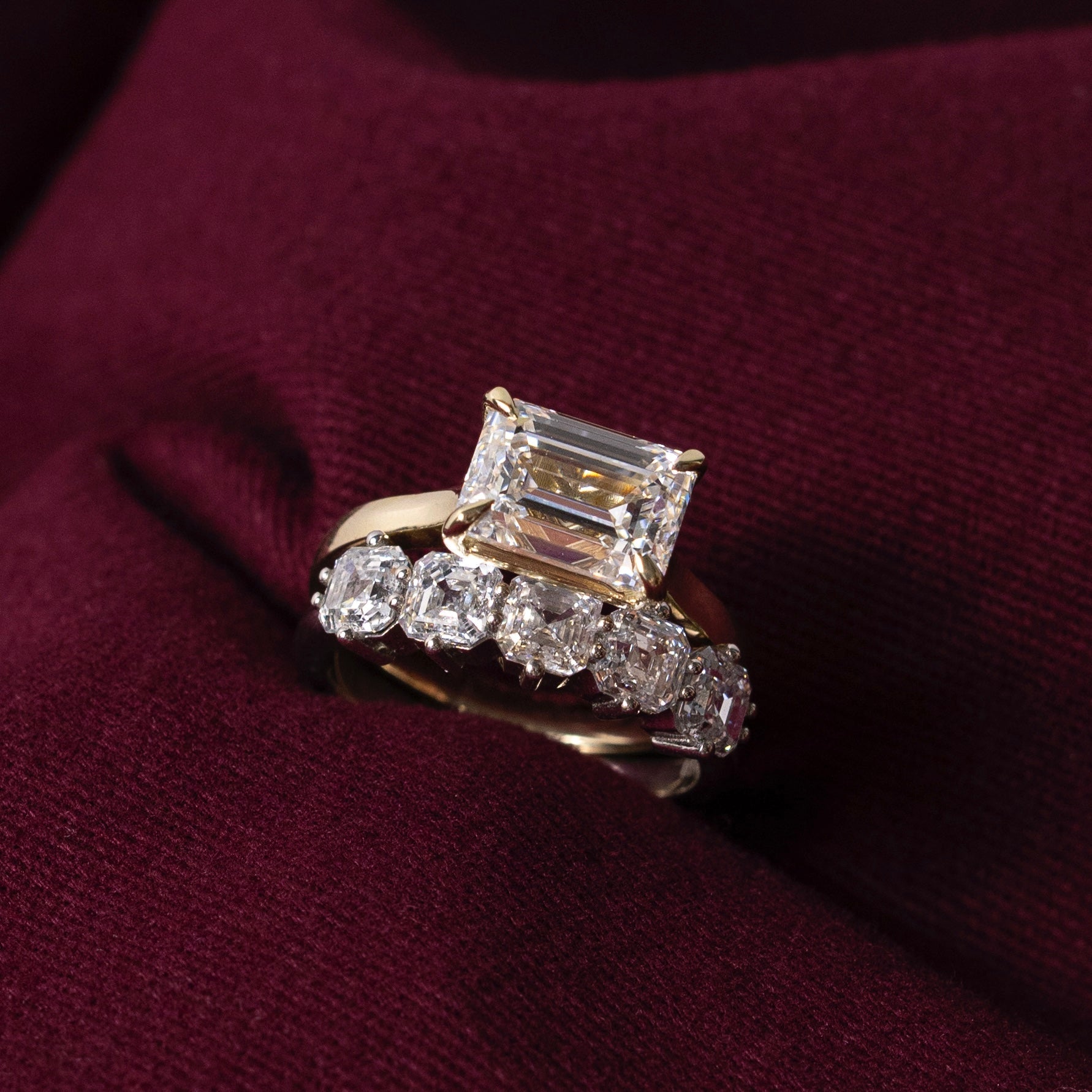 1.50 Carats East-West Emerald Shape Moissanite Solitaire Engagement Ring