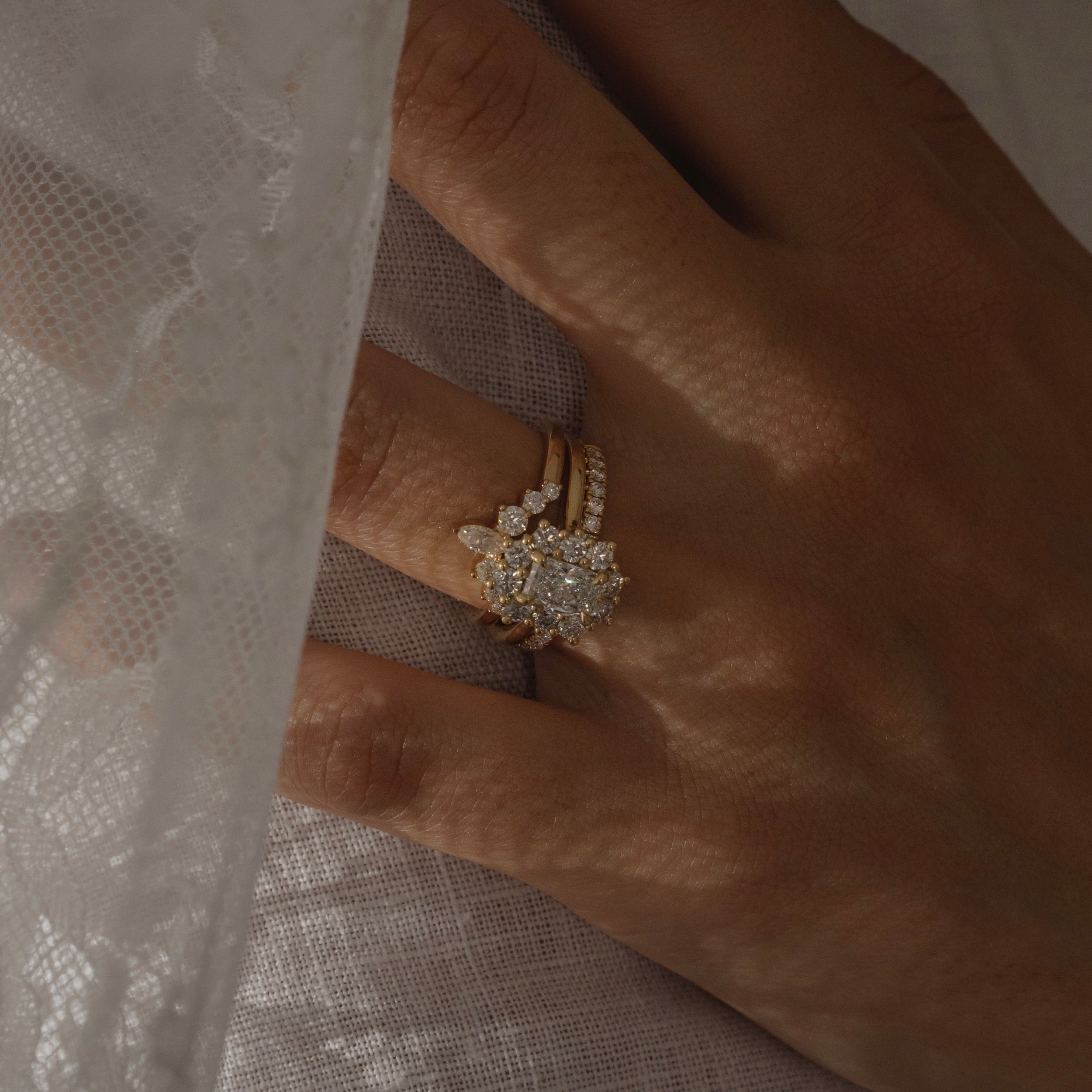0.60 Carats Radiant Shape Moissanite Halo Engagement Ring