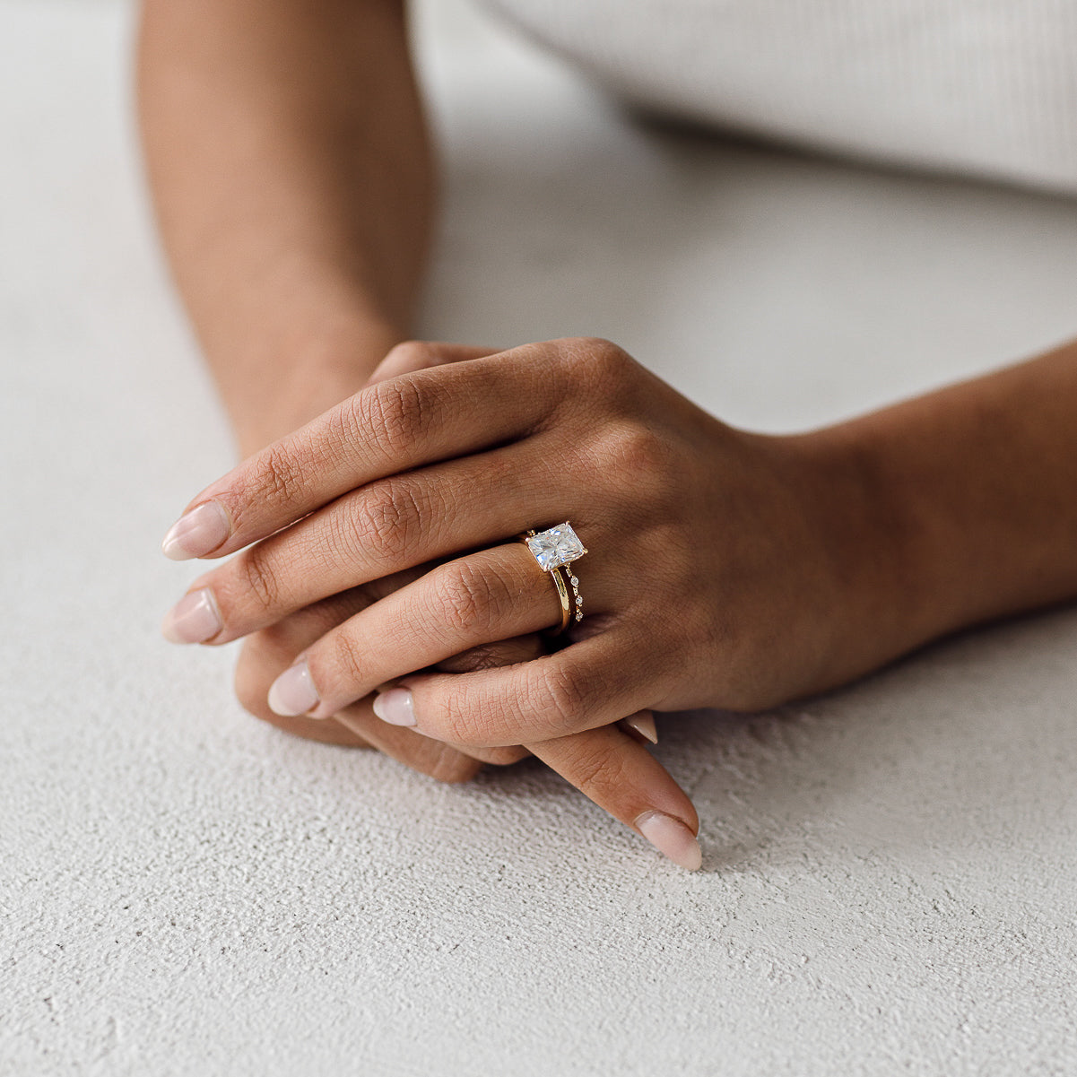 1.7 Carats Radiant Shape Solitaire Moissanite Engagement Ring