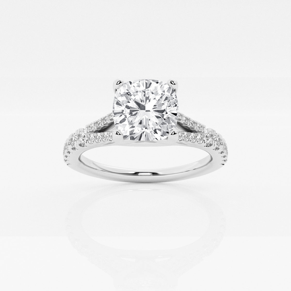1.50 Carats Lab Grown Diamond Cushion Shape E-VS1 Split Shank Engagement Ring