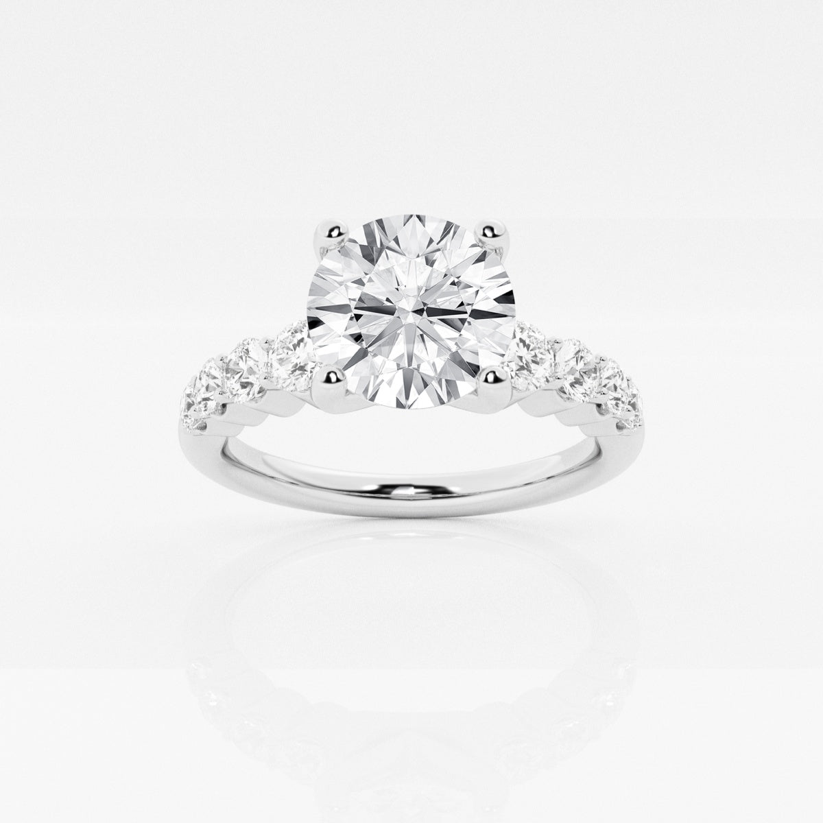 2.0 Carats Lab Grown Diamond Round Shape E-VS1  Pave Engagement Ring