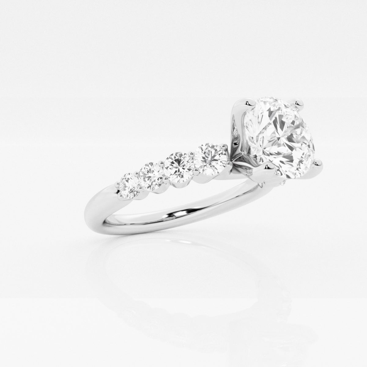 2.0 Carats Lab Grown Diamond Round Shape E-VS1 Pave Engagement Ring