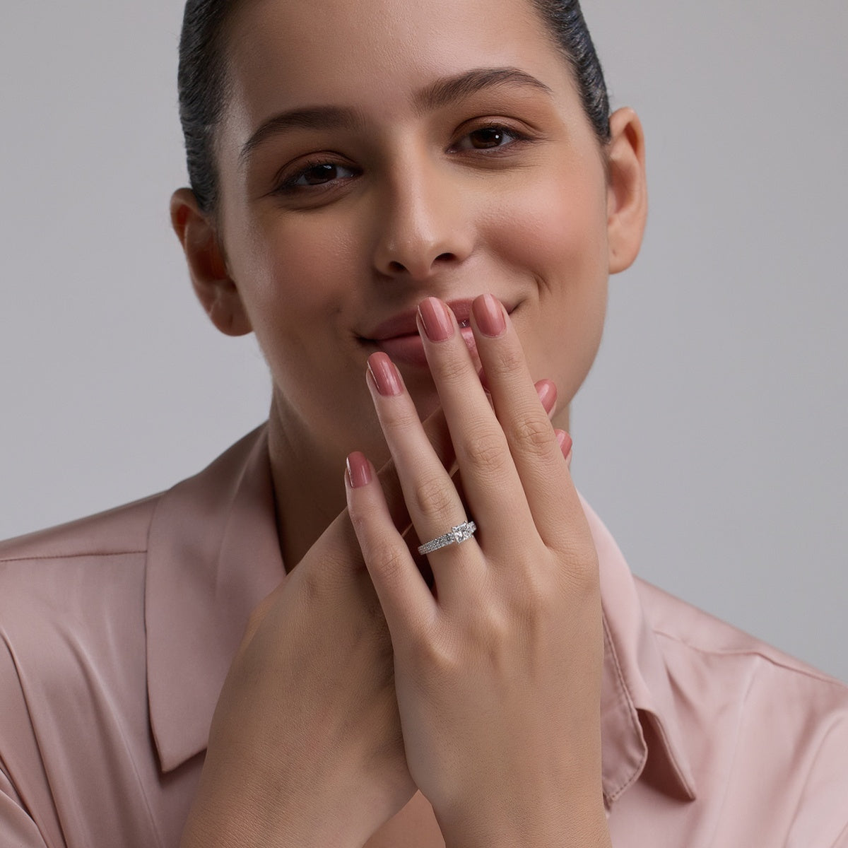 2.0 Carats Lab Grown Diamond Princess Shape E-VS1 Double Row Engagement Ring