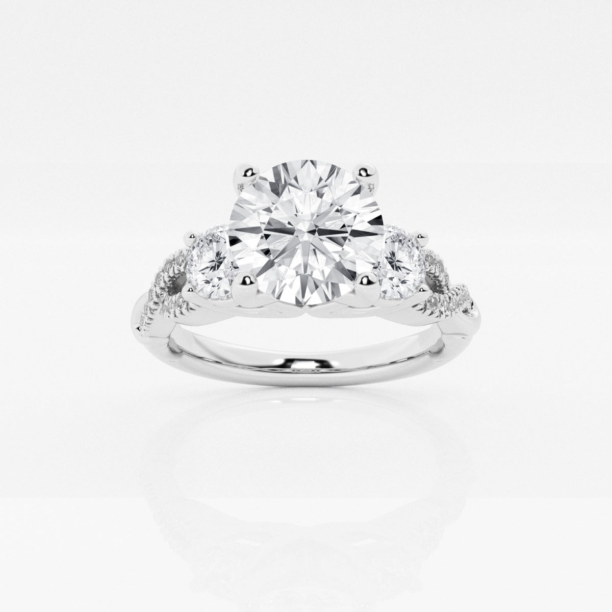 1.70 Carats Lab Grown Diamond Round Shape E-VS1 Swirl Engagement Ring