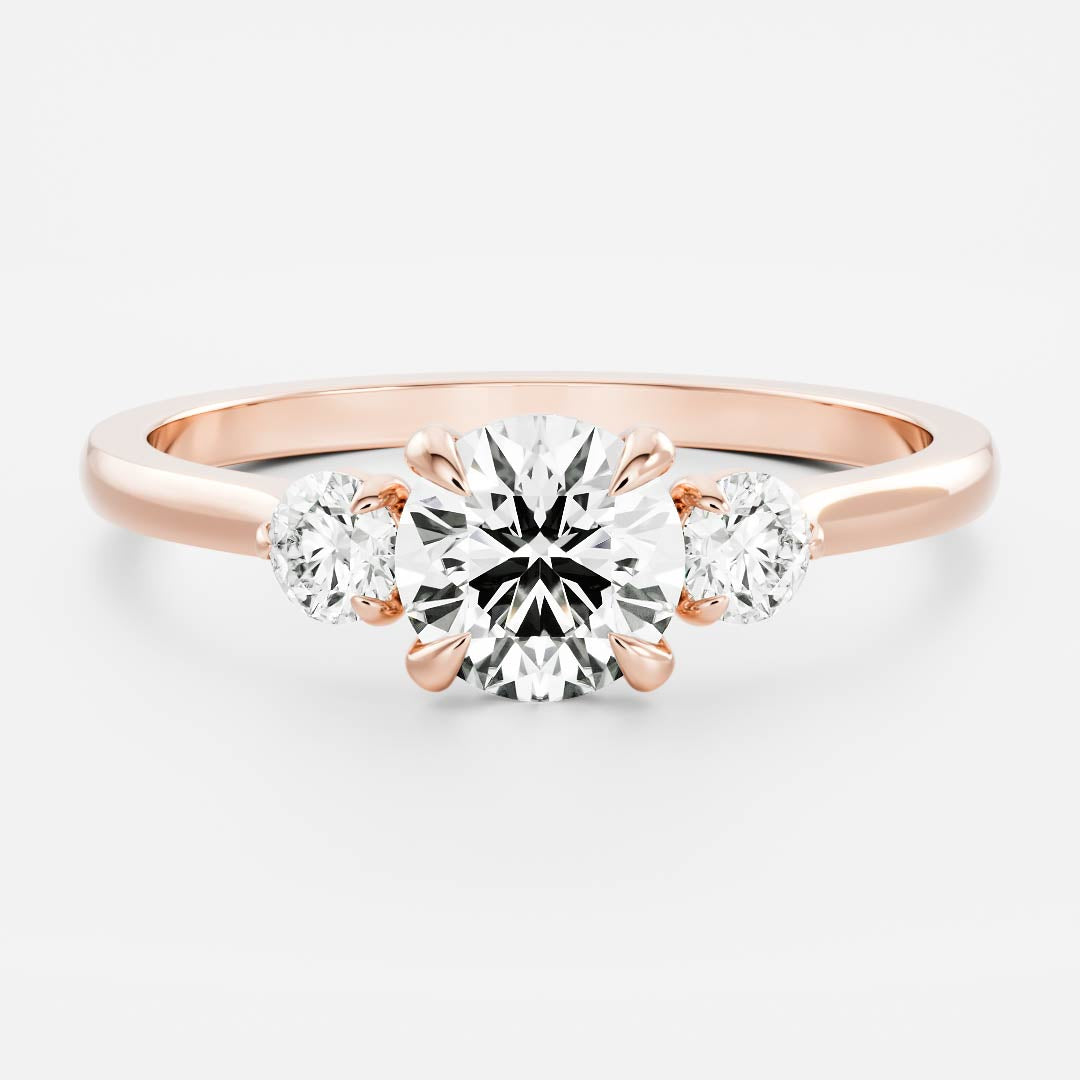 1.20 Carats Round Shape Three Stone Moissanite Engagement Ring