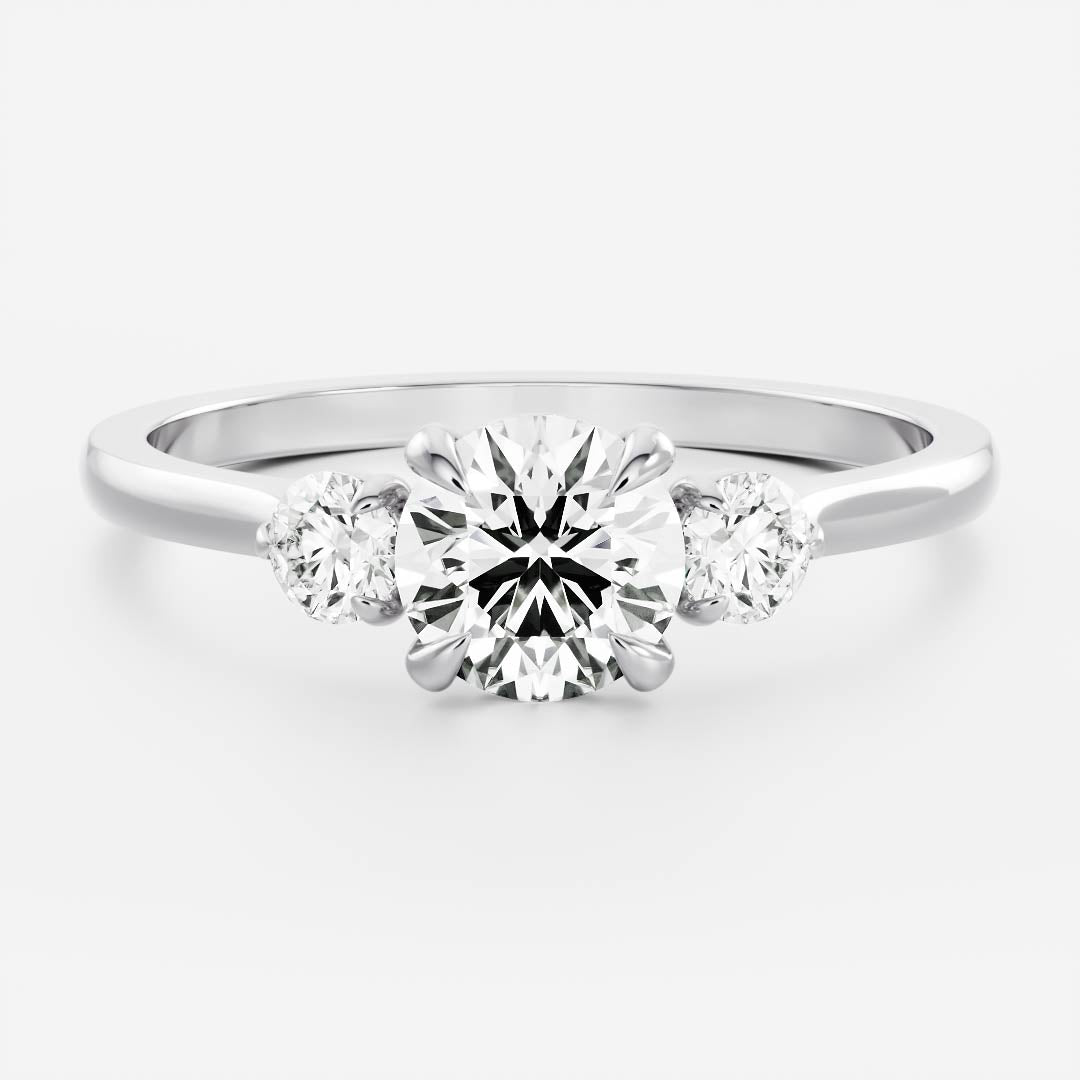 1.20 Carats Round Shape Three Stone Moissanite Engagement Ring