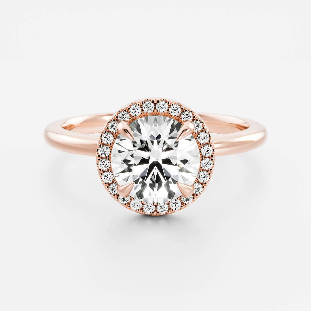 1.20 Carats Round Shape Halo Moissanite Engagement Ring