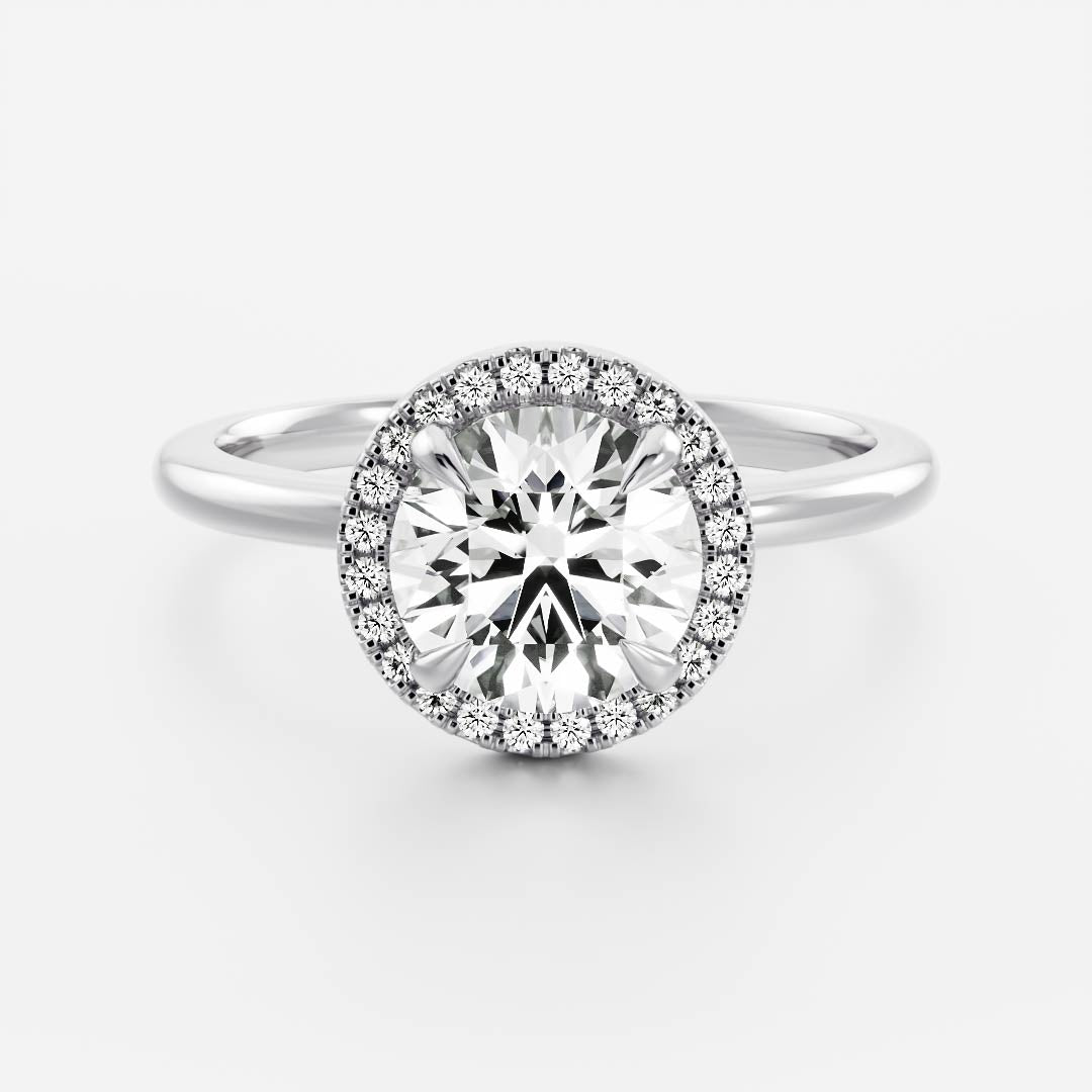 1.20 Carats Round Shape Halo Moissanite Engagement Ring