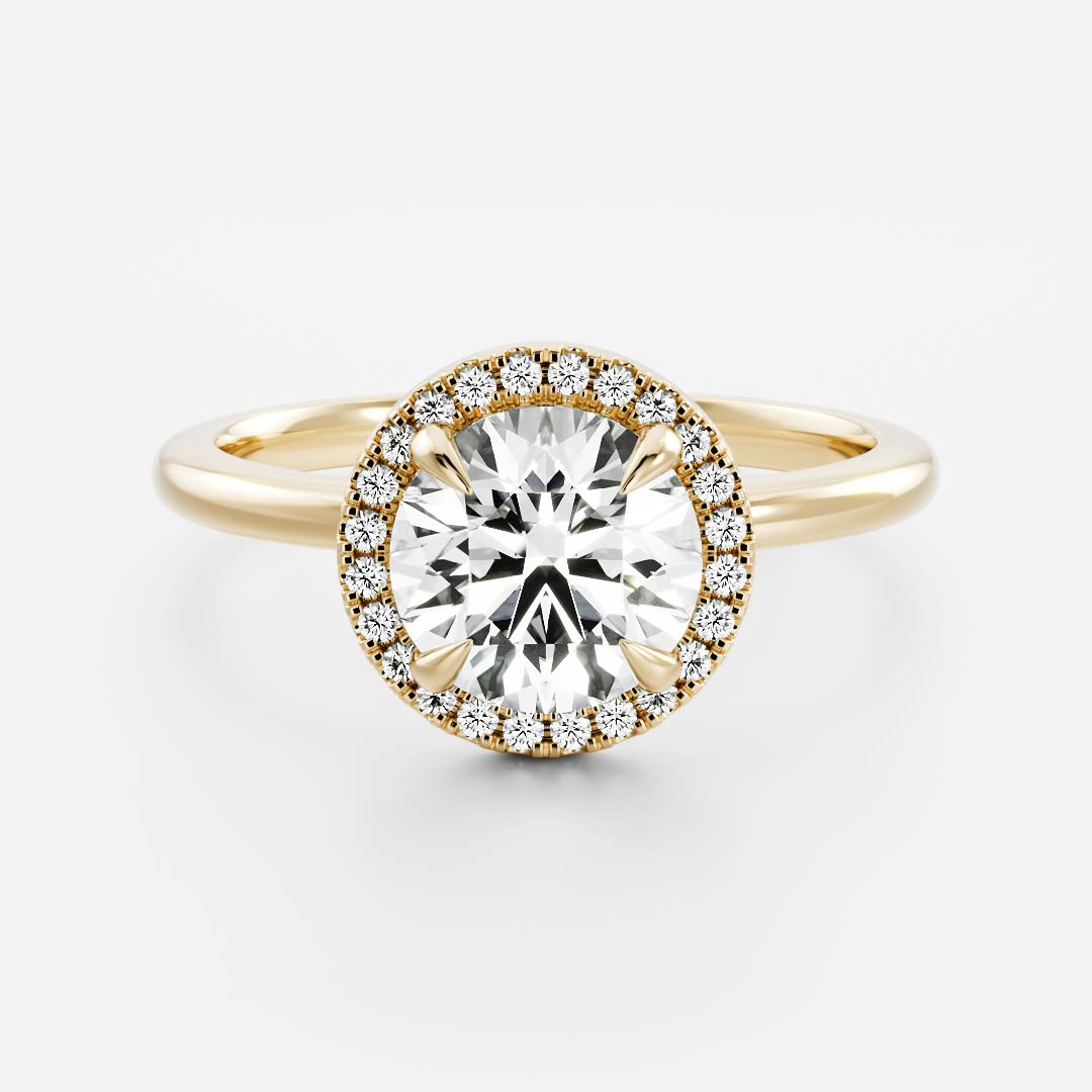 1.20 Carats Round Shape Halo Moissanite Engagement Ring