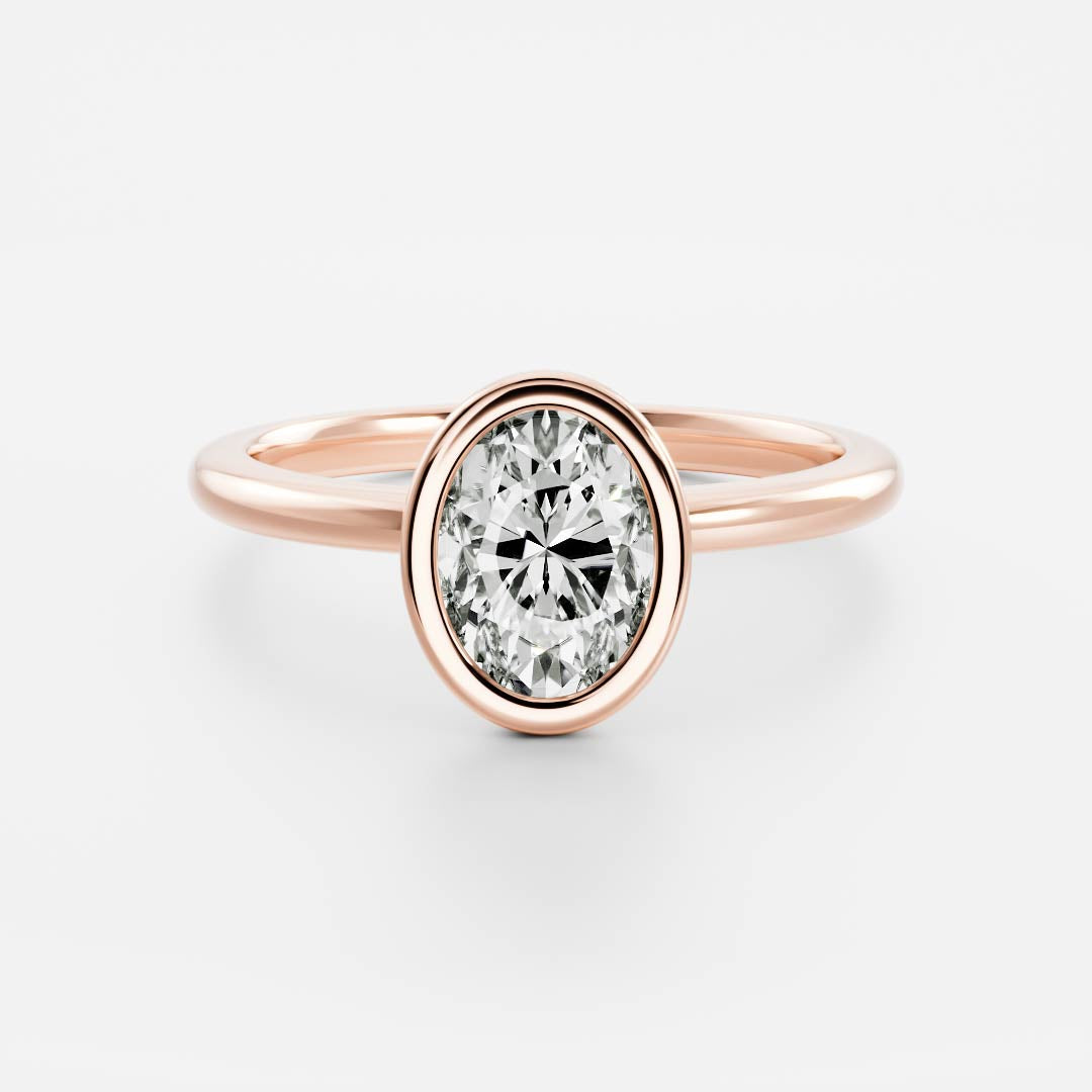 0.80 Carats Oval Shape Moissanite Bezel Solitaire Engagement Ring