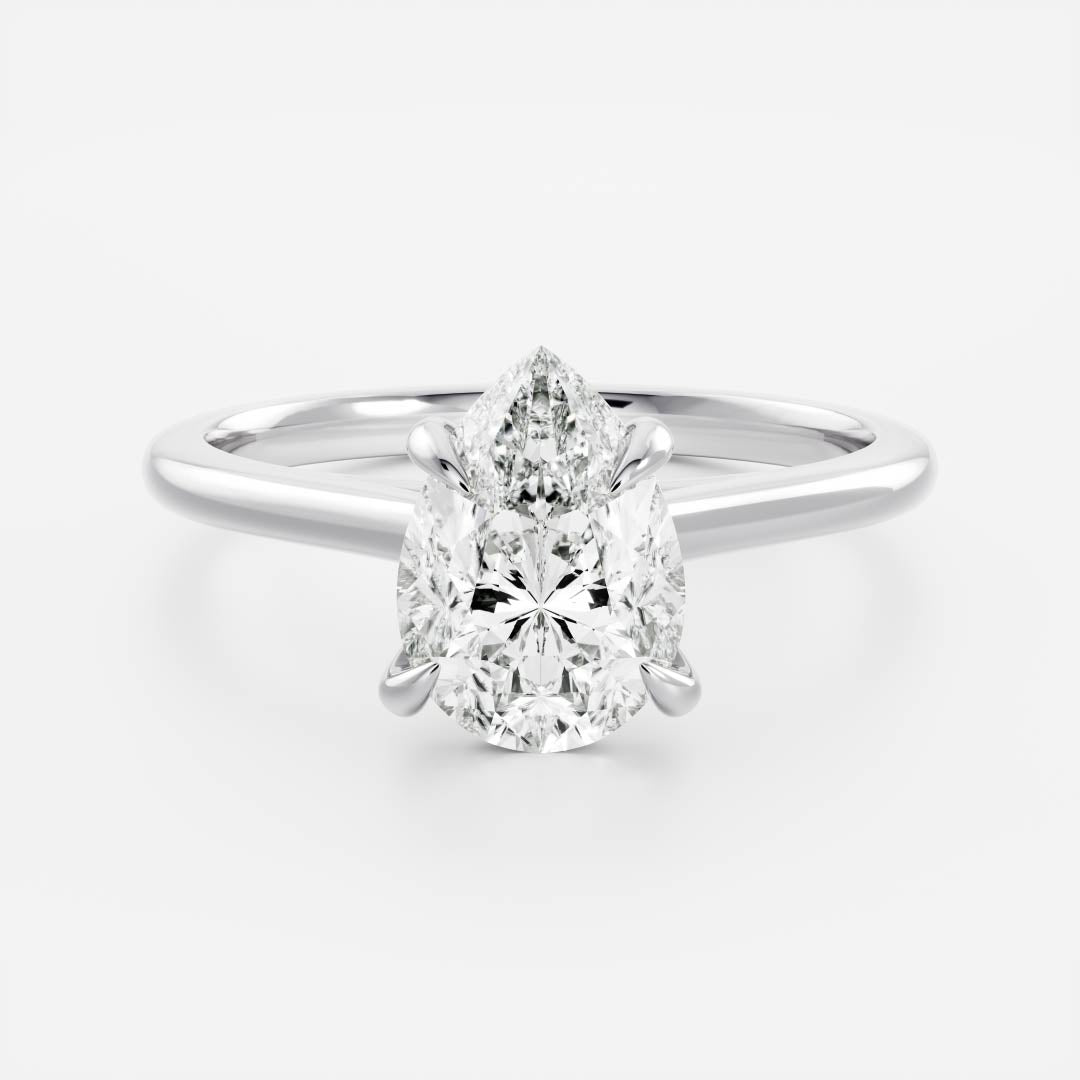 2.0 Carats Pear Shape Moissanite Solitaire Engagement Ring