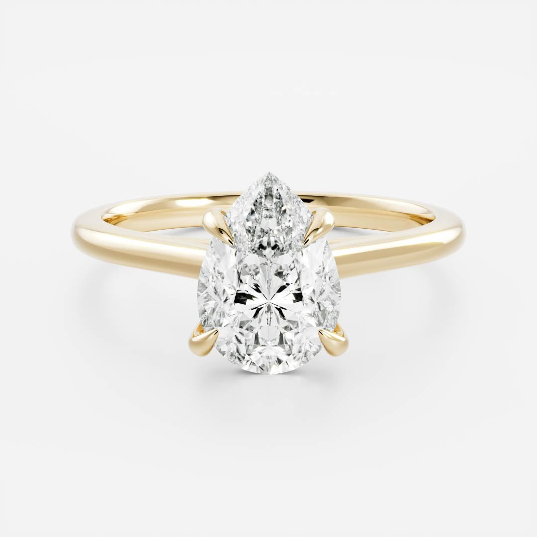2.0 Carats Pear Shape Moissanite Solitaire Engagement Ring