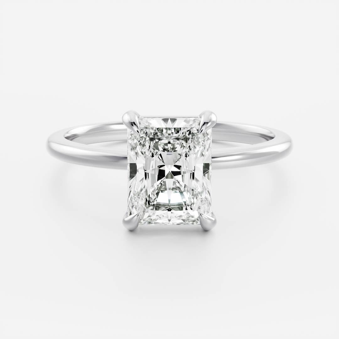 1.7 Carats Radiant Shape Solitaire Moissanite Engagement Ring