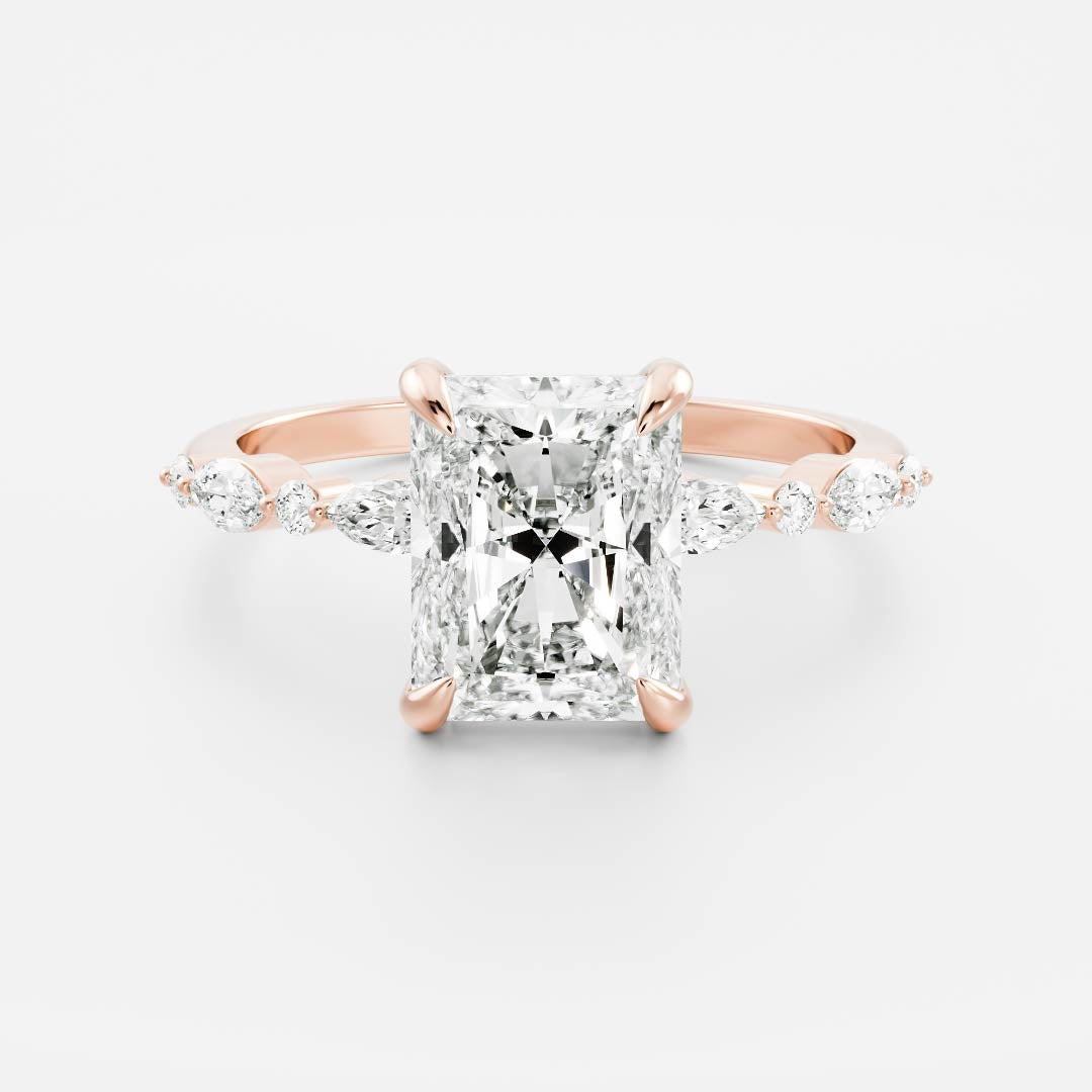 1.70 Carats Radiant Shape Moissanite Pave Setting Engagement Ring