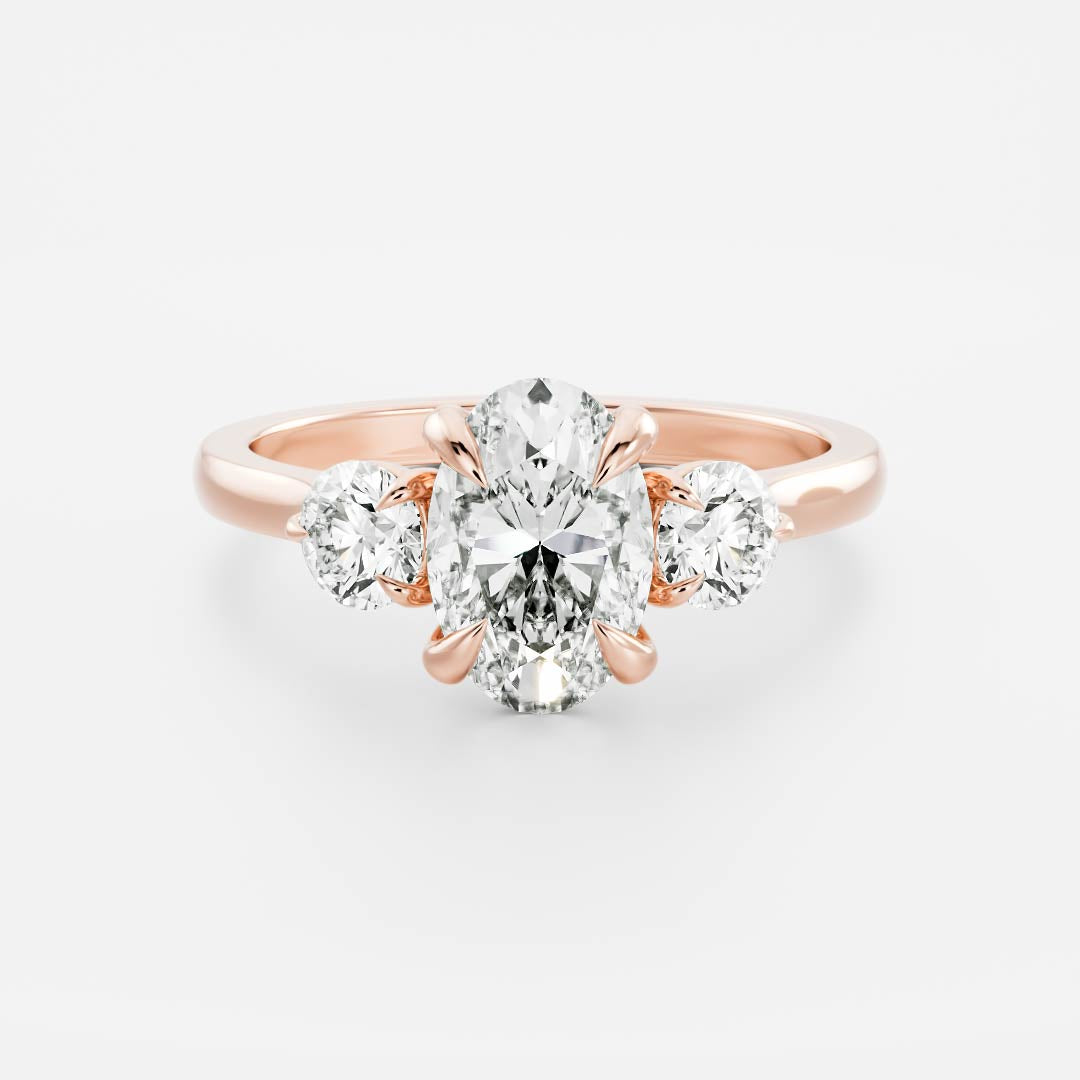 1.30 Carats Oval Shape Three Stone Moissanite Engagement Ring