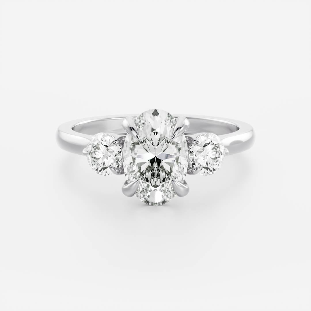 1.30 Carats Oval Shape Three Stone Moissanite Engagement Ring