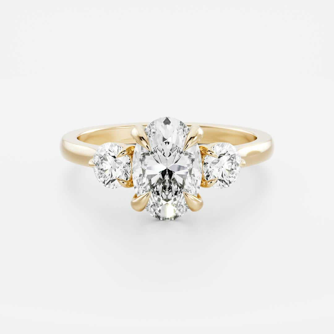 1.30 Carats Oval Shape Three Stone Moissanite Engagement Ring