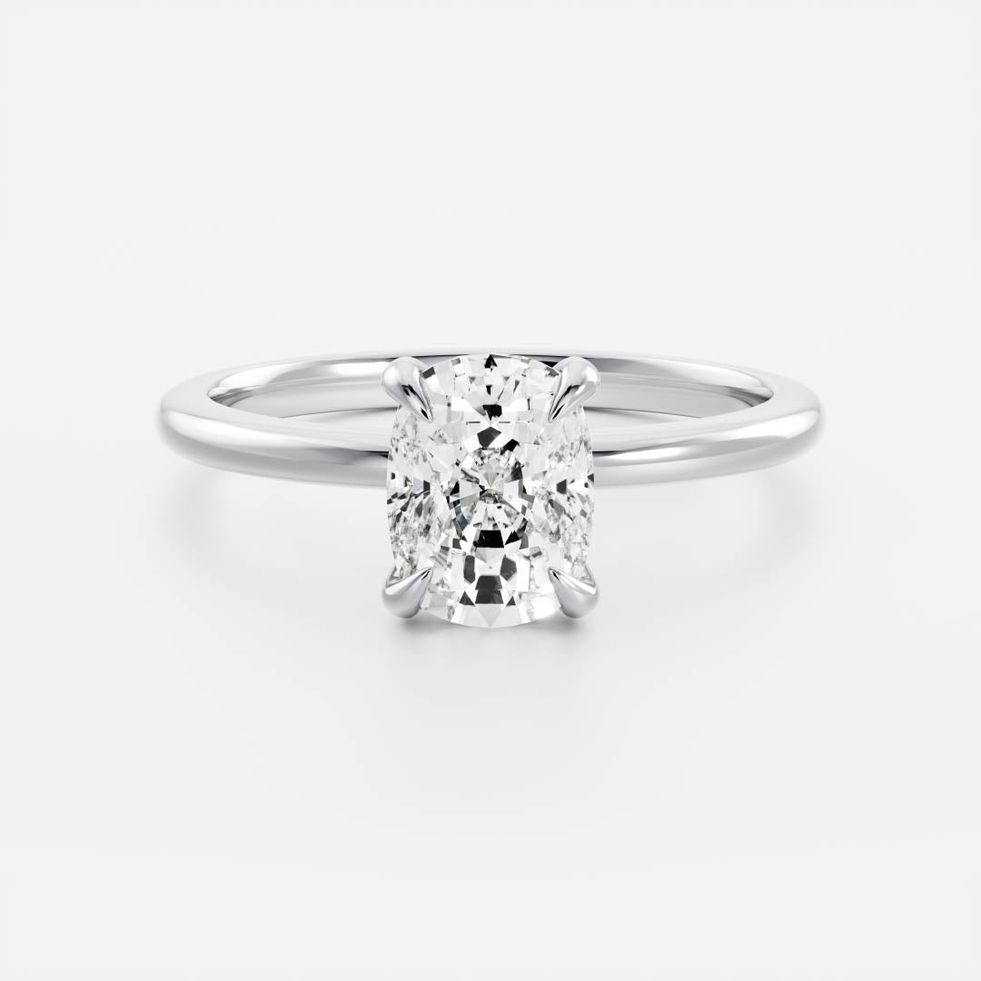 1.0 Carats Cushion Shape Solitaire Moissanite Engagement Ring