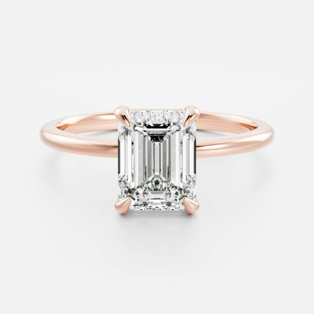 1.6 Carats Emerald Shape Solitaire Moissanite Engagement Ring