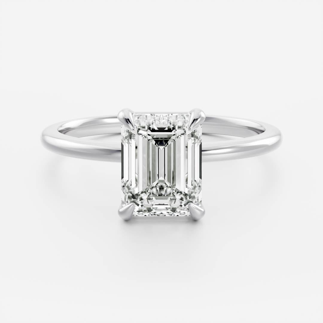 1.6 Carats Emerald Shape Solitaire Moissanite Engagement Ring