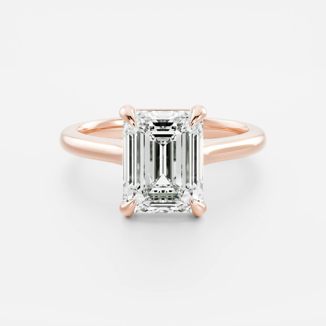 1.60 Carats Emerald Shape Solitaire Moissanite Engagement Ring