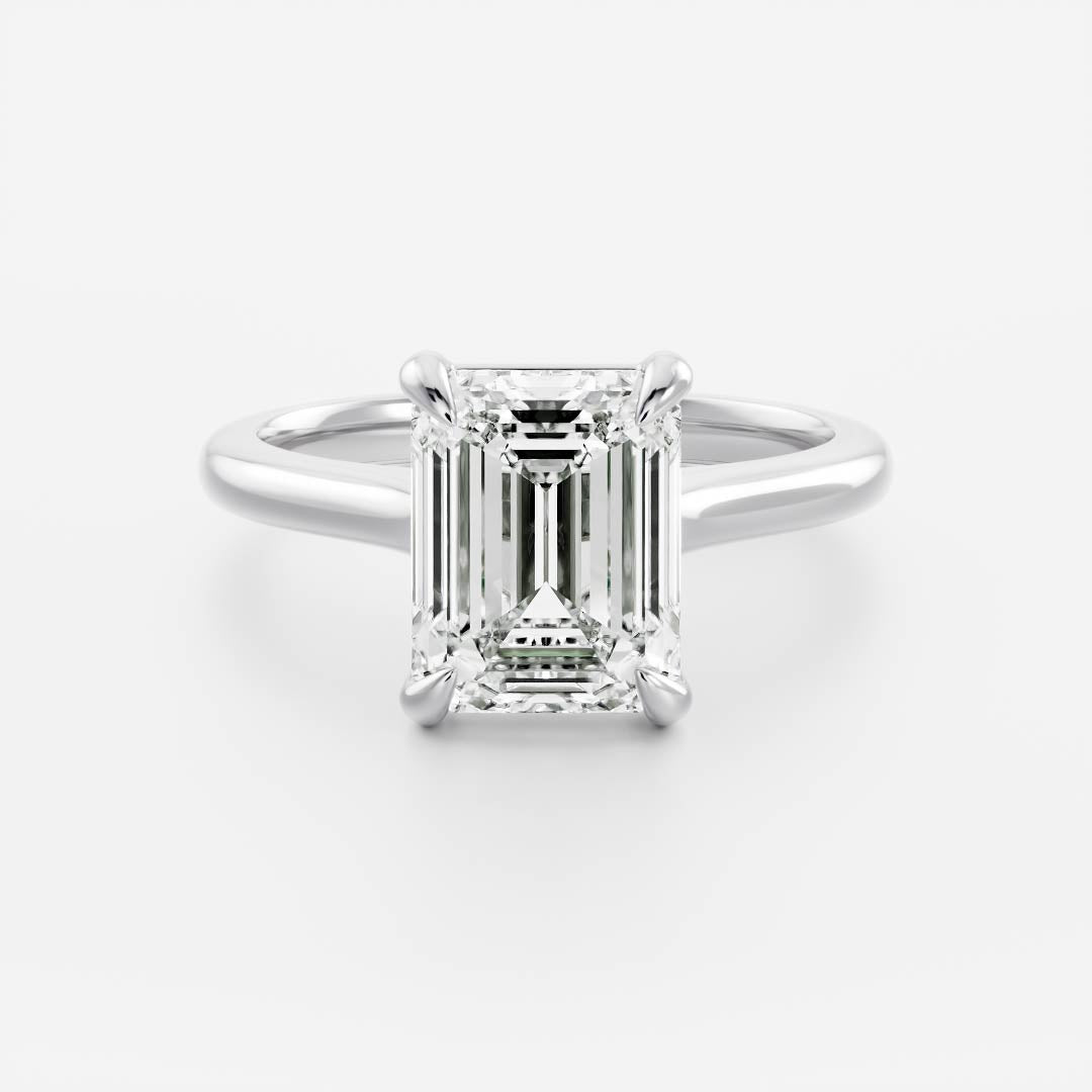 1.60 Carats Emerald Shape Solitaire Moissanite Engagement Ring