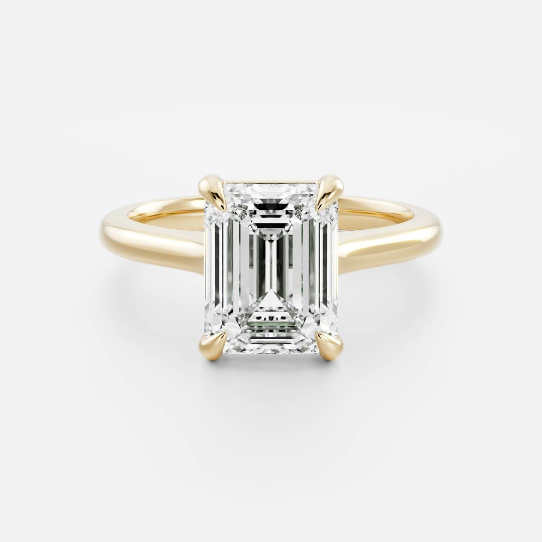 1.60 Carats Emerald Shape Solitaire Moissanite Engagement Ring