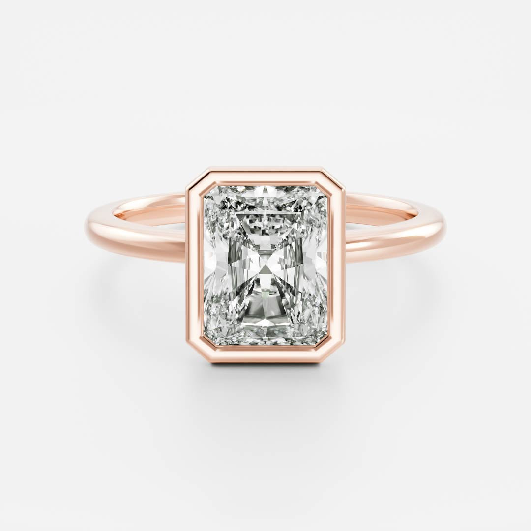 1.70 Carats Radiant Shape Moissanite Bezel Solitaire Engagement Ring