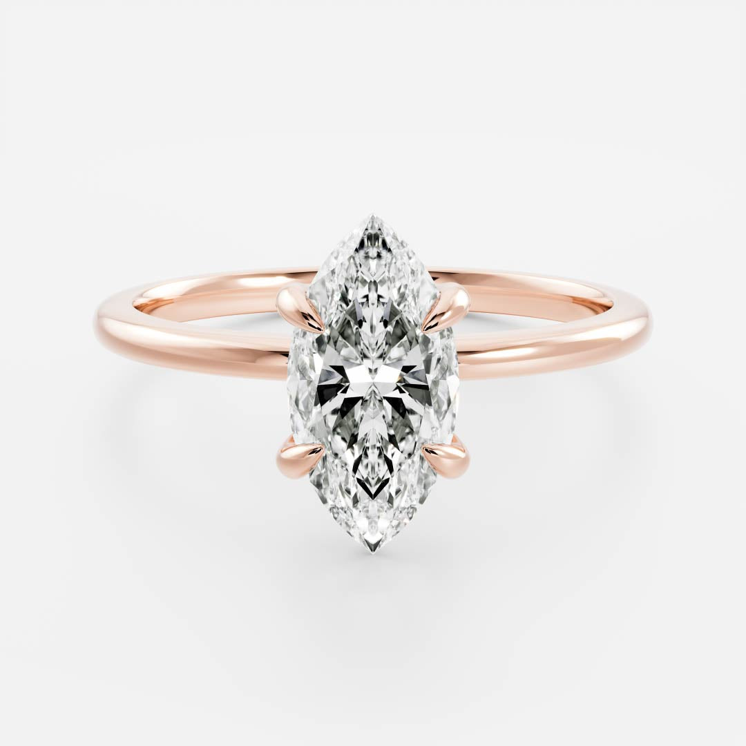1.6 Carats Marquise Shape Solitaire Moissanite Engagement Ring