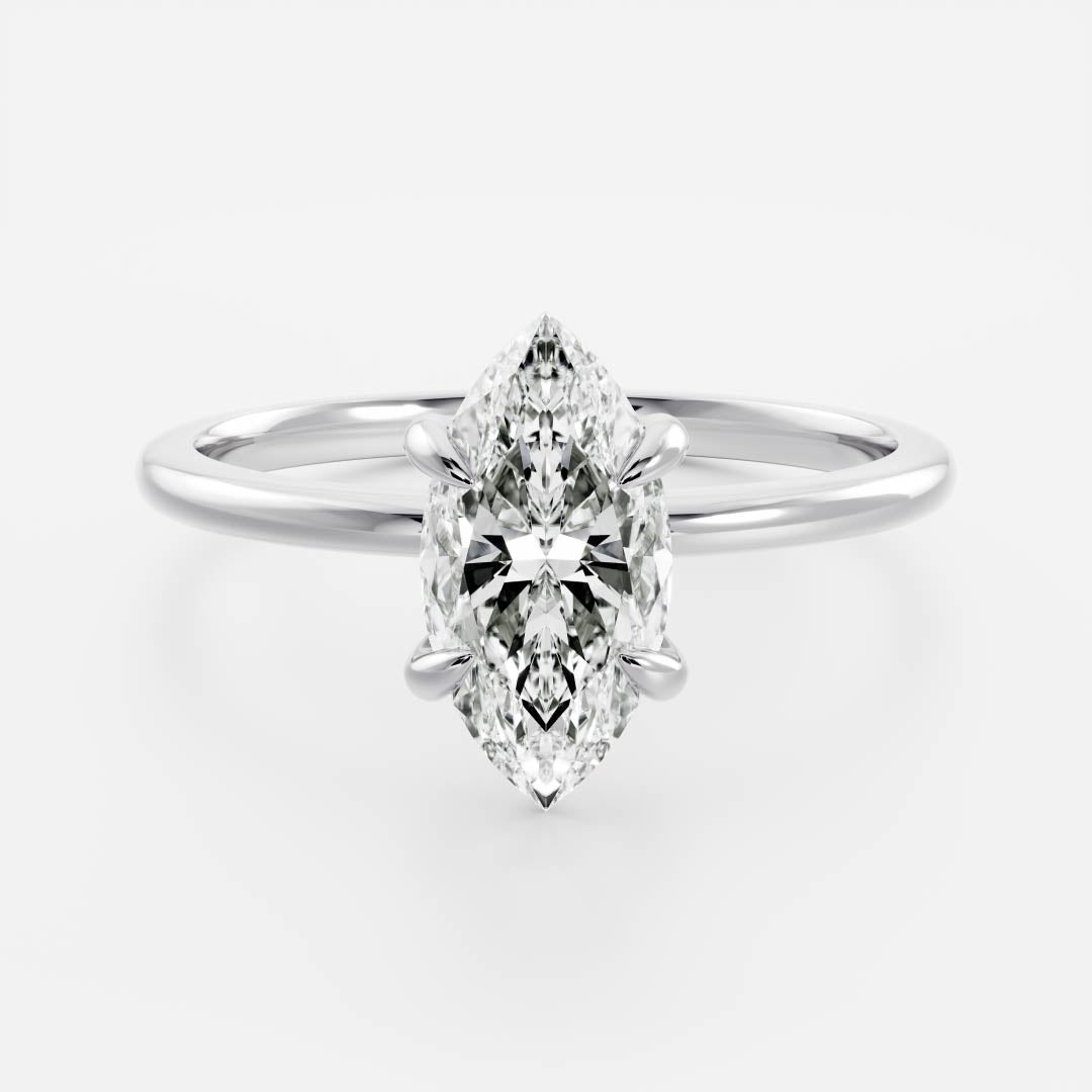 1.6 Carats Marquise Shape Solitaire Moissanite Engagement Ring