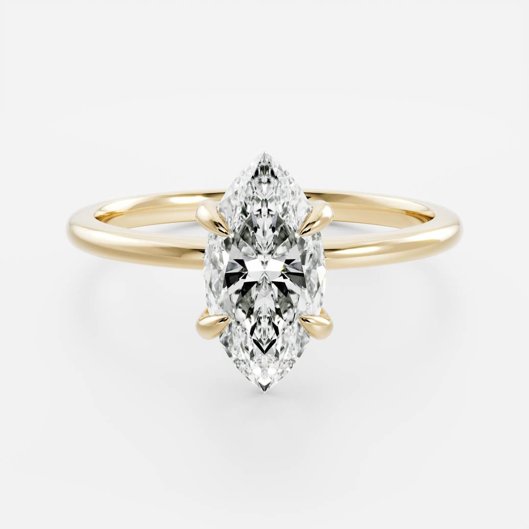 1.6 Carats Marquise Shape Solitaire Moissanite Engagement Ring