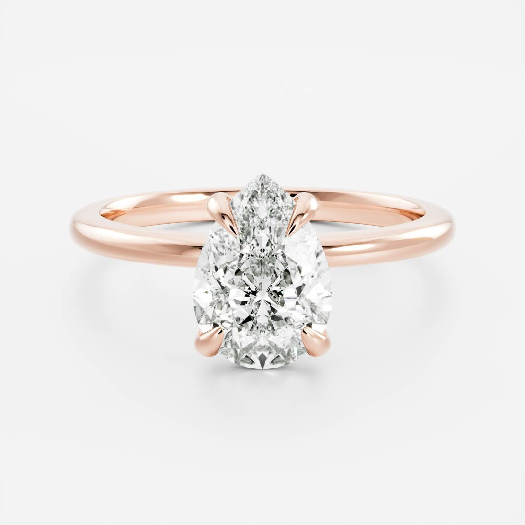 1.30 Carats Pear Shape Solitaire Moissanite Engagement Ring