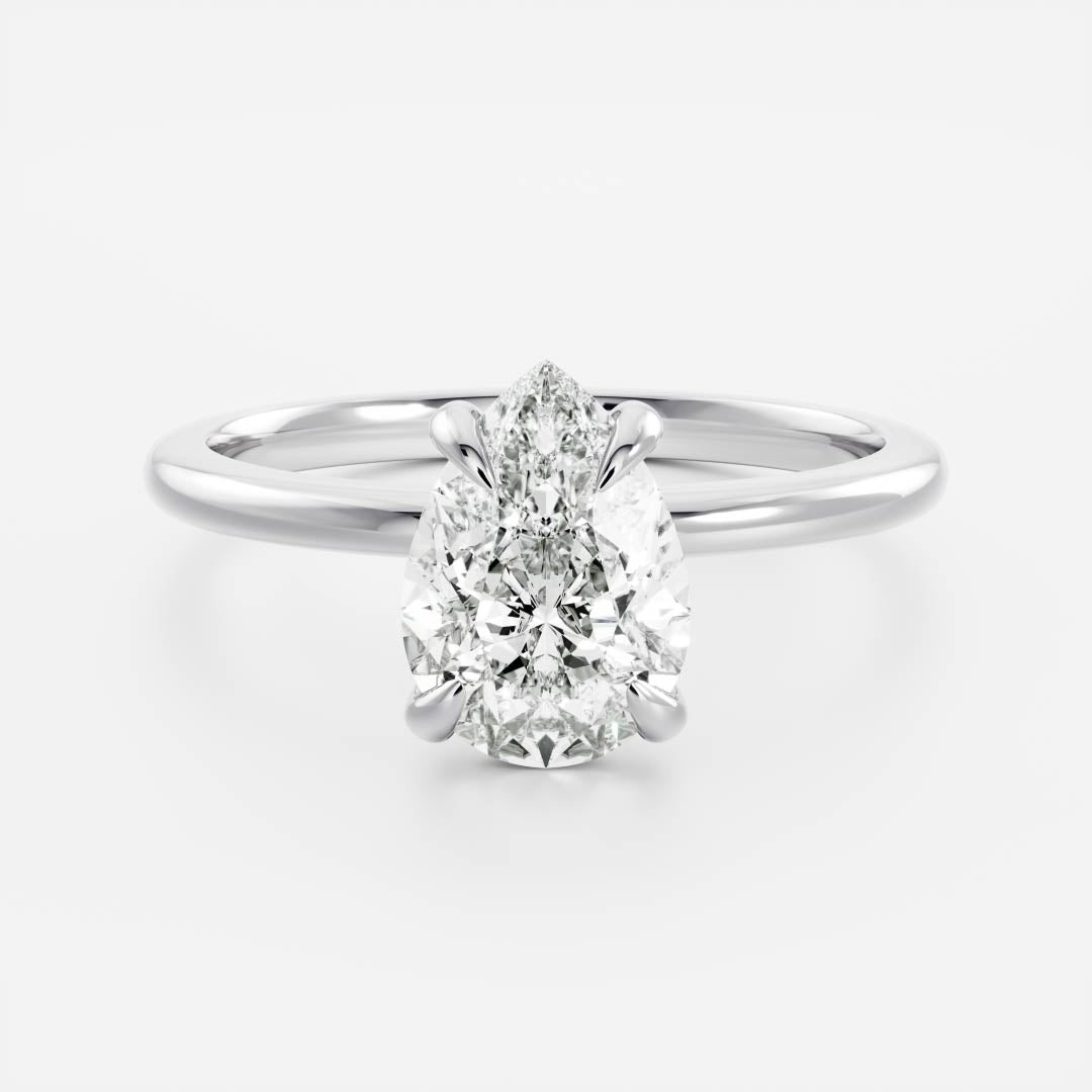 1.30 Carats Pear Shape Solitaire Moissanite Engagement Ring