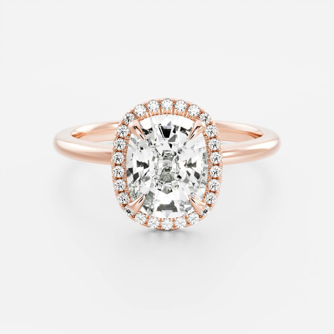 1.2 Carats Cushion Shape Halo Moissanite Engagement Ring