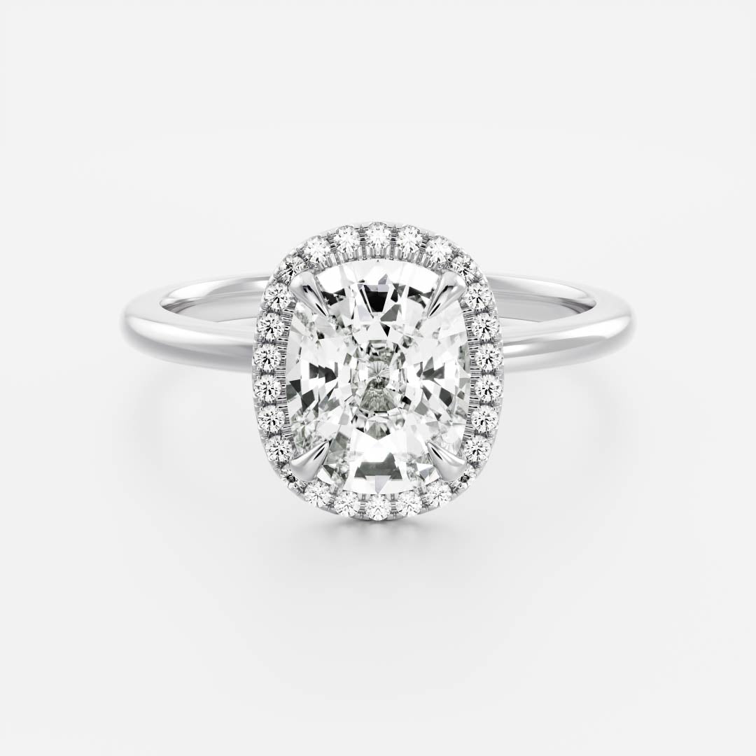1.2 Carats Cushion Shape Halo Moissanite Engagement Ring