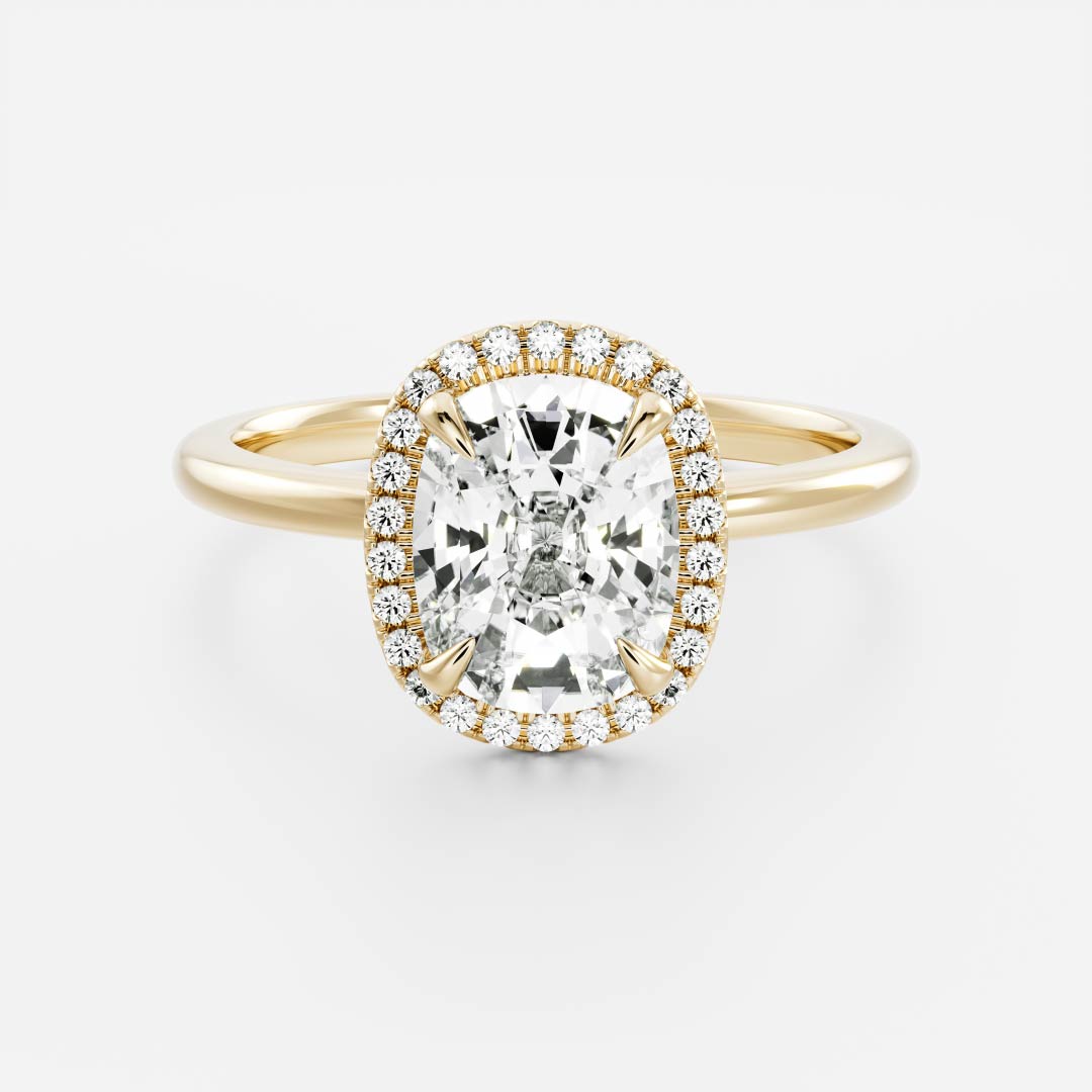 1.2 Carats Cushion Shape Halo Moissanite Engagement Ring