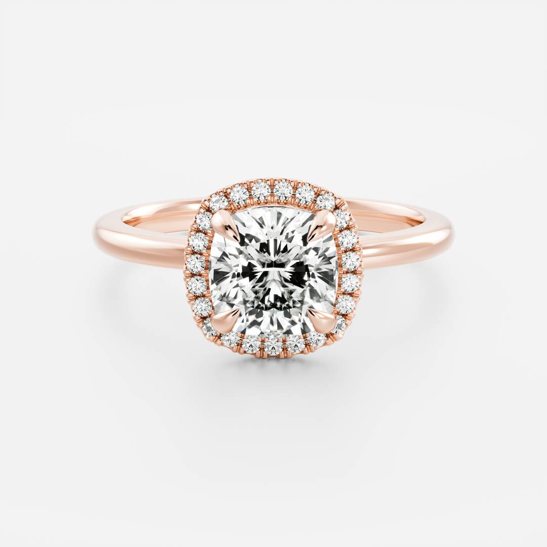0.90 Carats Cushion Shape Moissanite Halo Engagement Ring