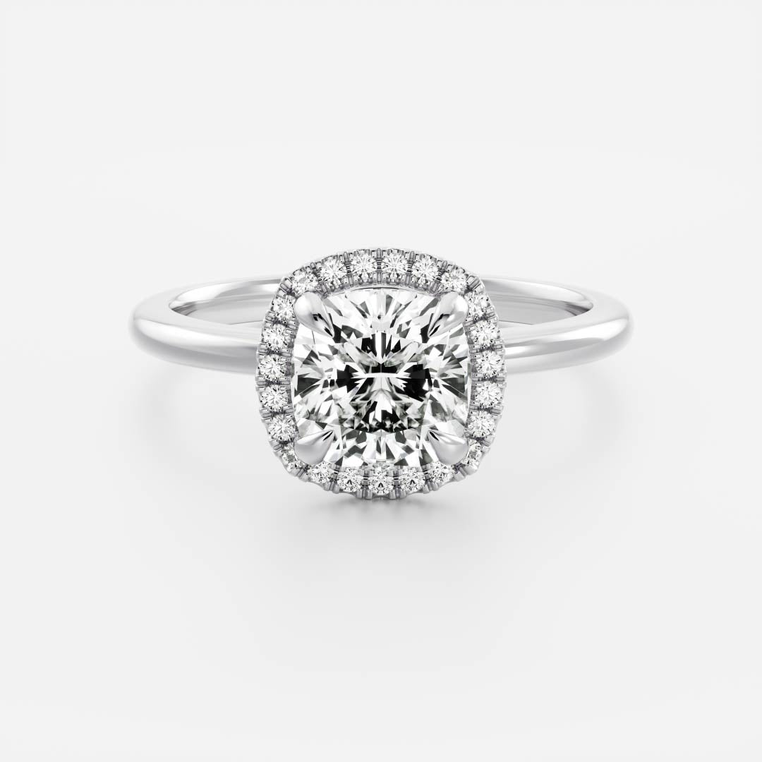0.90 Carats Cushion Shape Moissanite Halo Engagement Ring