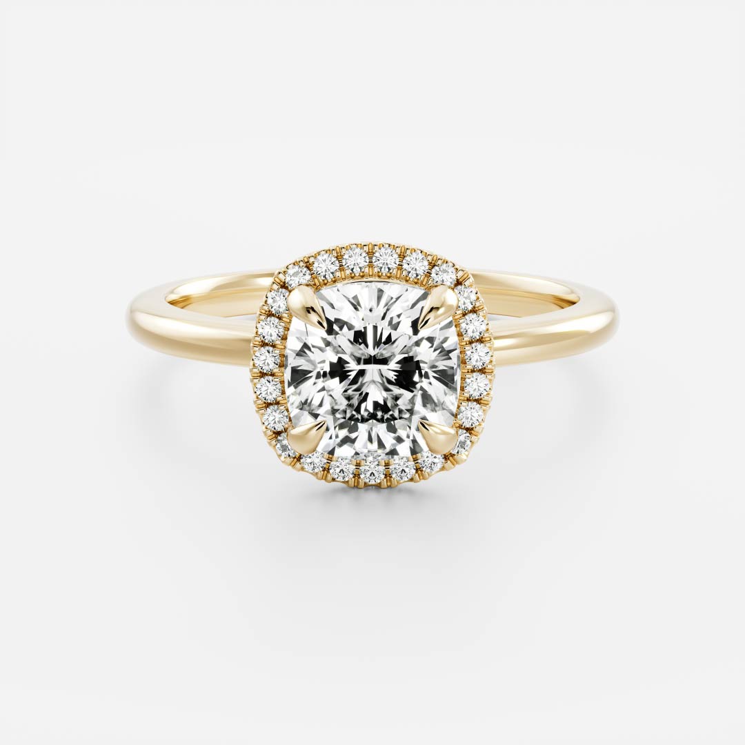 0.90 Carats Cushion Shape Moissanite Halo Engagement Ring