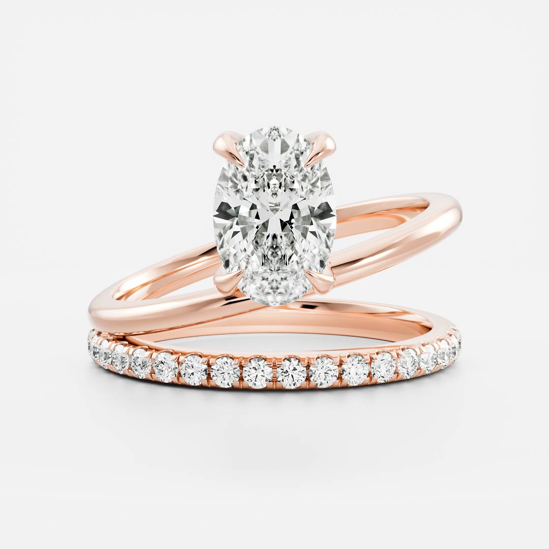 1.50 Carats Oval Shape Moissanite Double Band Engagement Ring