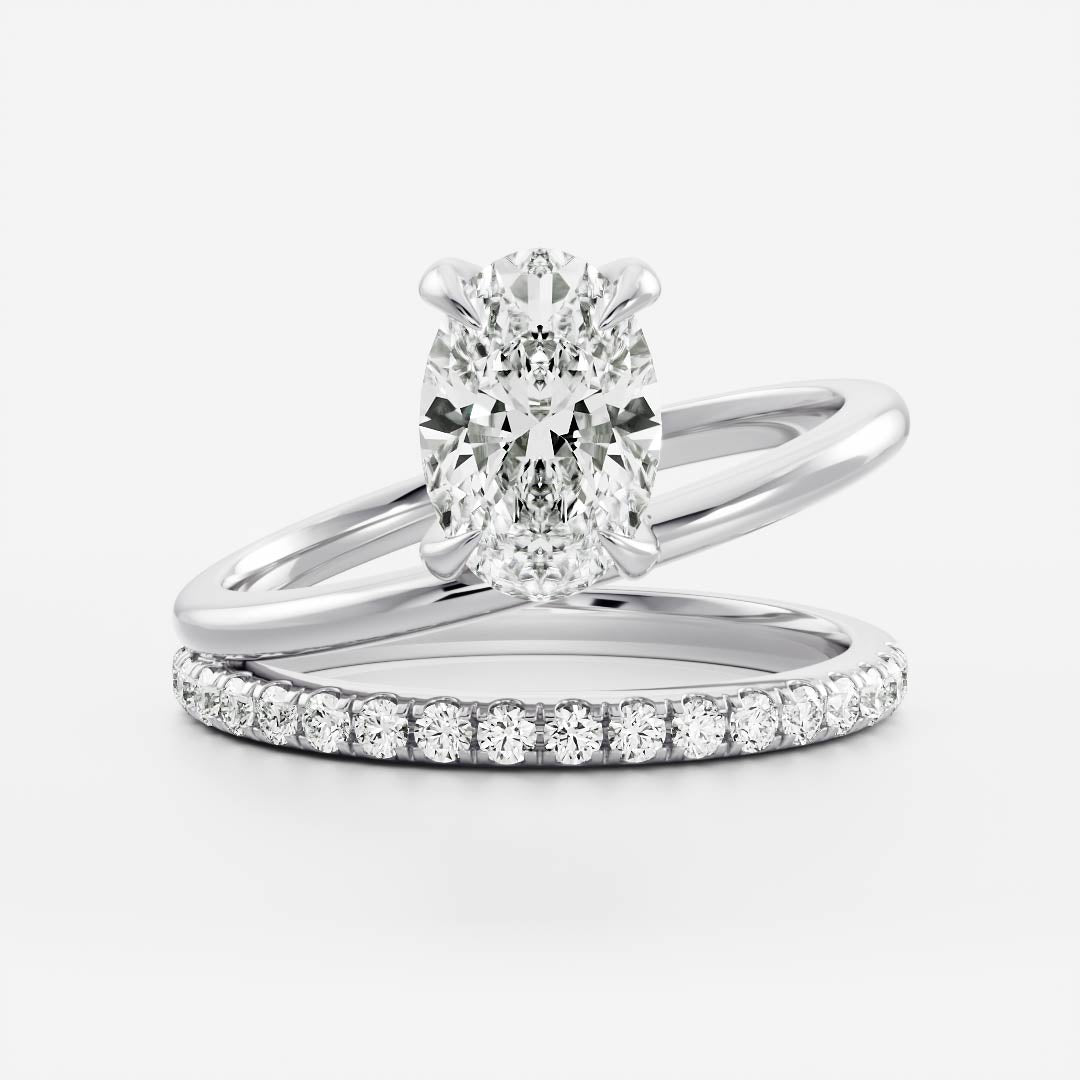 1.50 Carats Oval Shape Moissanite Double Band Engagement Ring