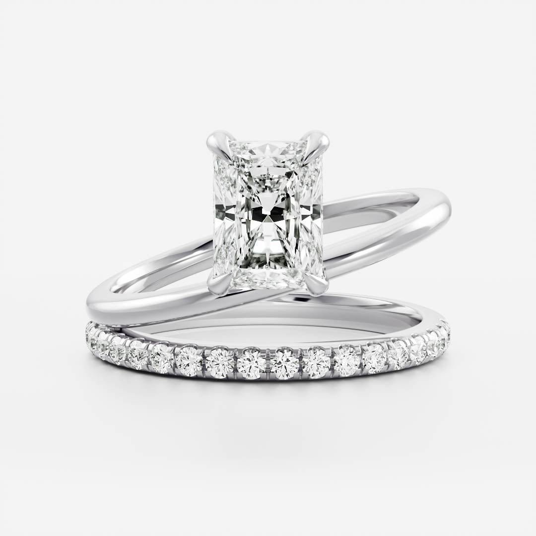 1.10 Carats Radiant Shape Moissanite Double Band Engagement Ring