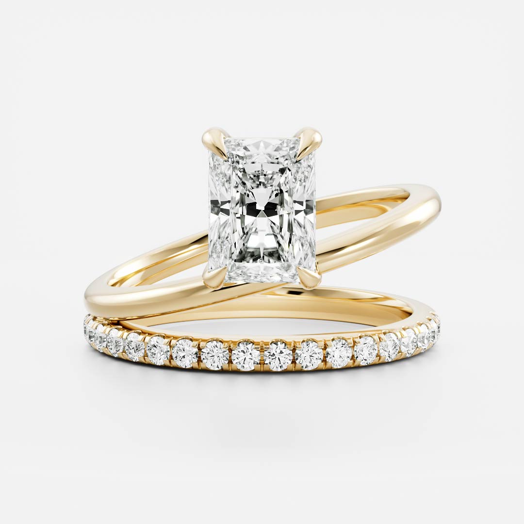 1.10 Carats Radiant Shape Moissanite Double Band Engagement Ring