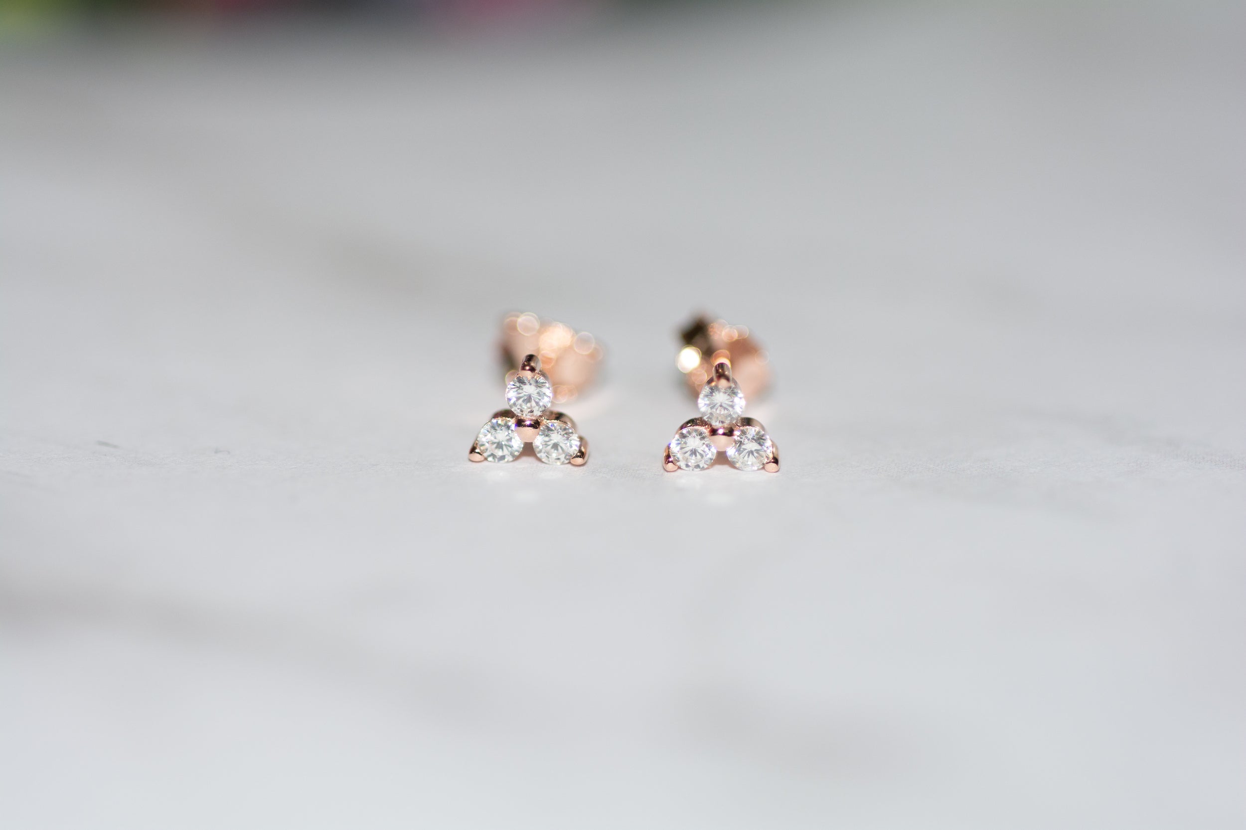 0.60 TCW Round Shape Moissanite Three Stone Studs Earrings